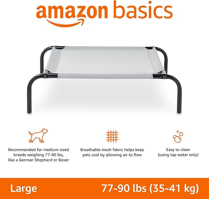 Amazon Basics Cooling Elevated Dog Bed with Metal Frame 51 x 31 x 8 Inch,