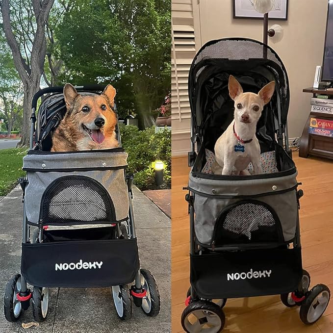 Pet Stroller for Cats Dogs Rabbit with Reversible Handle 40 Pounds,