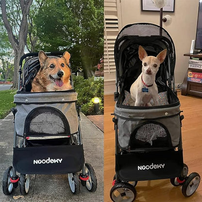 Pet Stroller for Cats Dogs Rabbit with Reversible Handle 40 Pounds,