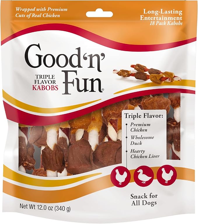 Good'N'Fun Triple Flavored Rawhide Kabobs for Dogs