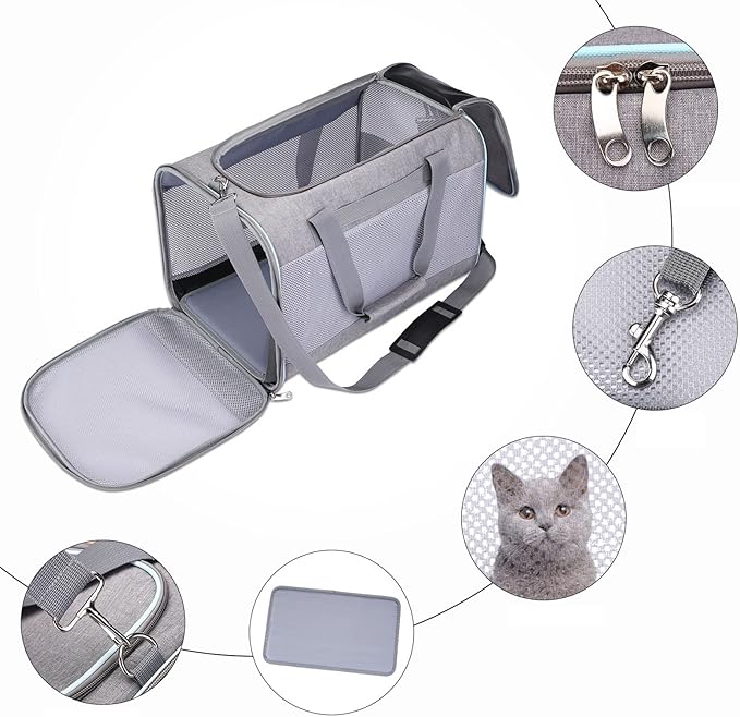 Cat Carrier Dog Carrier Portable Pet Carrier, Soft Sided Fat Cat Carrier Medium Airline Approved, Foldable Bunny Puppy Cat Carrier up to 20lbs, Cat Bag Carrier for Travel (Pink)