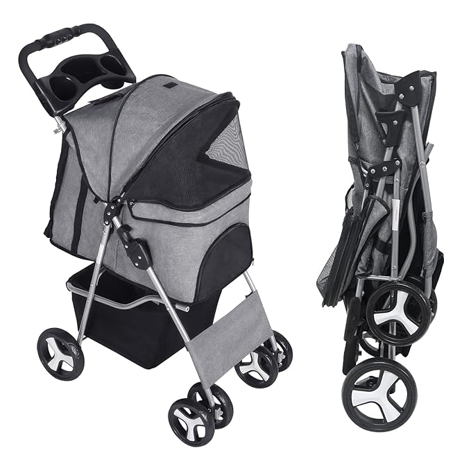 Pet Stroller for Medium Small Dogs Foldable 4 33lbs Capacity