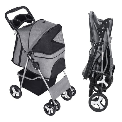 Pet Stroller for Medium Small Dogs Foldable 4 33lbs Capacity
