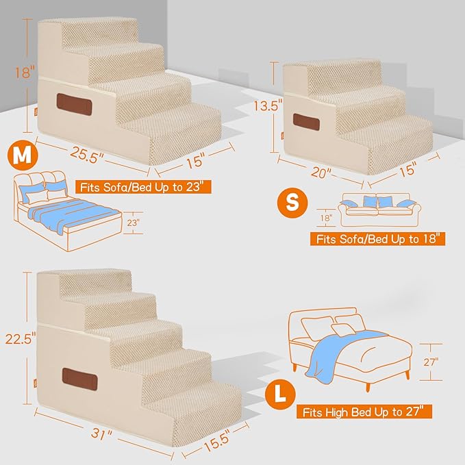 Supet Tall Dog Stairs for Small Medium Large Dogs to Get on Bed