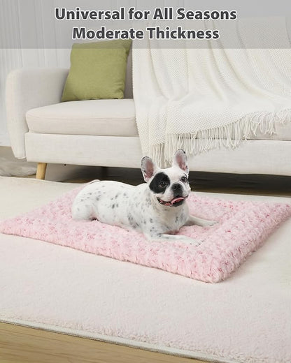 Washable Dog Bed Mat Reversible Dog Crate Pad Soft Fluffy Pet Kennel Beds Dog Sleeping Mattress for Large Jumbo Medium Small Dogs 29 x 18 Inch,
