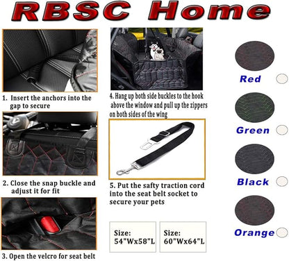 RBSC Home Dog Car Back Seat Cover Waterproof Heavy Duty and Nonslip Car Backseat Cover for Cars