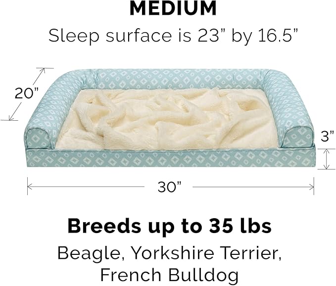 Furhaven Replacement Dog Bed Cover Plush & Diamond Print Nest Top Sofa-Style