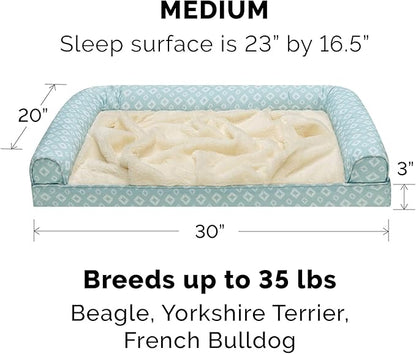 Furhaven Replacement Dog Bed Cover Plush & Diamond Print Nest Top Sofa-Style