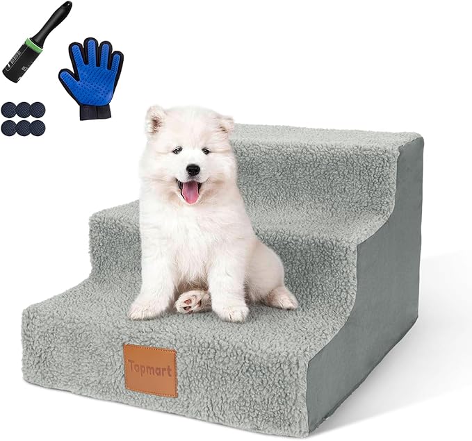 Topmart Dog Stairs for Small Dogs 3-Step,12”H,Pet Dog