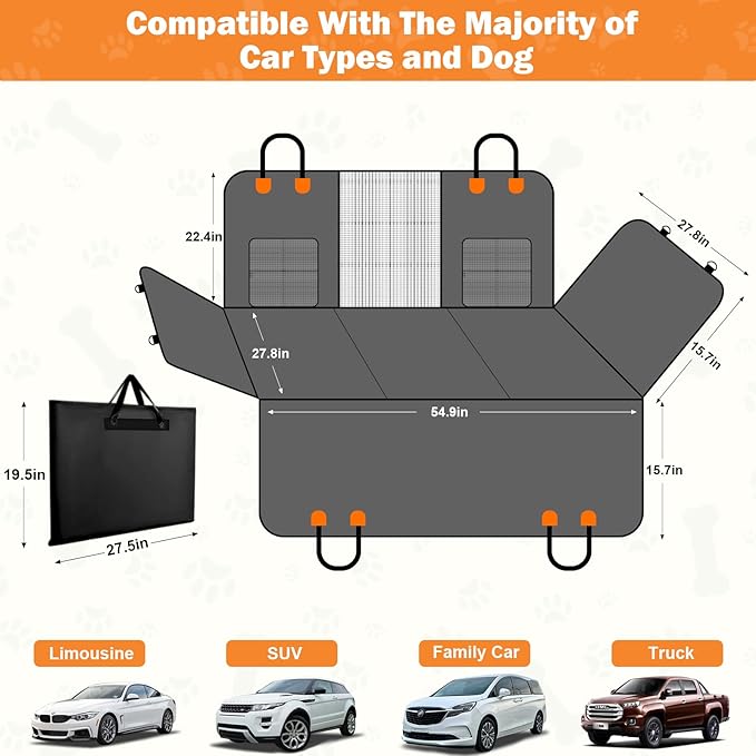Back Seat Extender for Dogs 500lbs, Waterproof