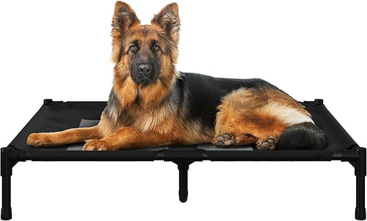 PETMAKER Elevated Dog Bed 36x30-Inch Portable 80lbs (Black)
