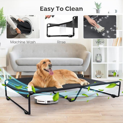 Veehoo Large Elevated Dog Bed with Flannel Dog Blanket CWC2201B