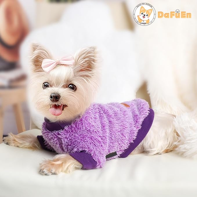 Dog Sweaters for Small Dogs Girl Boy Winter Puppy Sweater Clothes Fleece Warm Pet Outfit for Chihuahua Yorkie Teacup Cute Plain Cold Weather Dog Coat Cat Apparel Clothing (Small