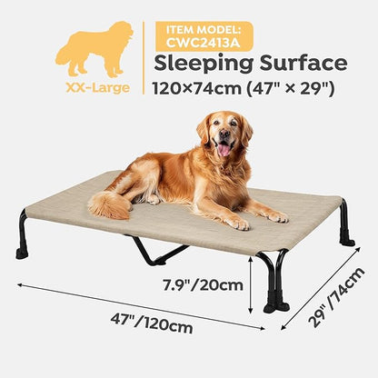 Veehoo Elevated Dog Bed 47" x 29", Beige