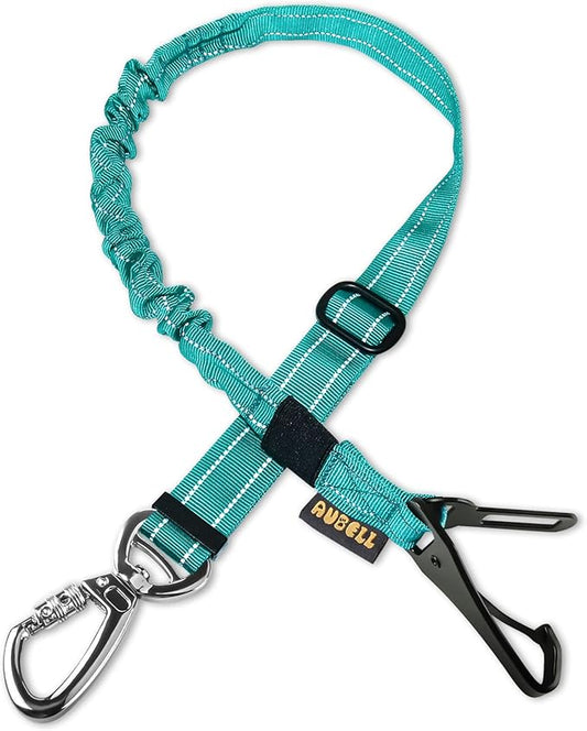 AUBELL Dog Seatbelt, Updated 3-in-1 Pet Car Seat Belt for Dogs, Bungee Dog Car Tether with Clip Hook Latch & Buckle, Heavy Duty Dog Car Harness with Swivel Aluminum Carabiner,Teal