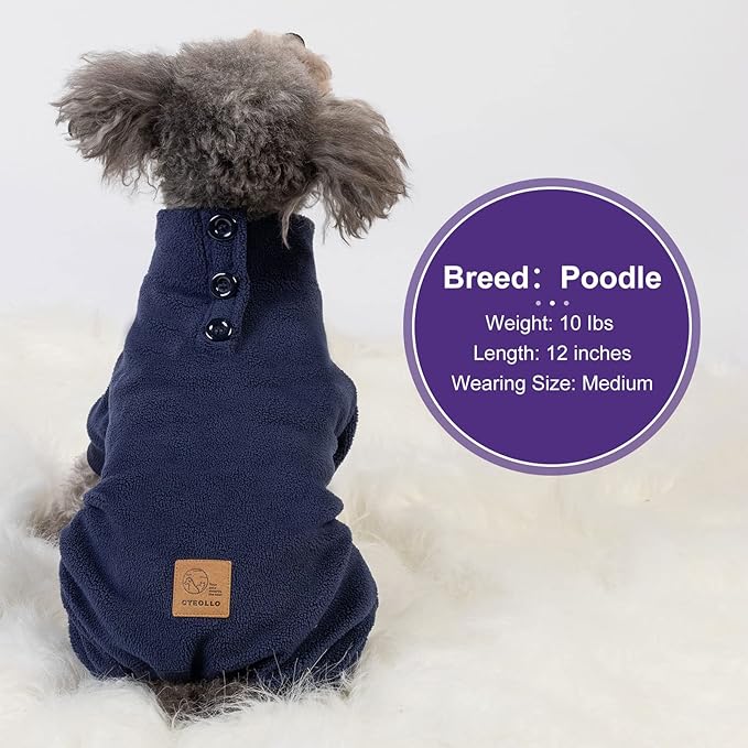 cyeollo Dog Pajamas Fleece Dog Pjs Jumpsuit Thermal Dog Onesie Stretchy Doggie Pet Jammies Outfits for Dogs Cats Apparel