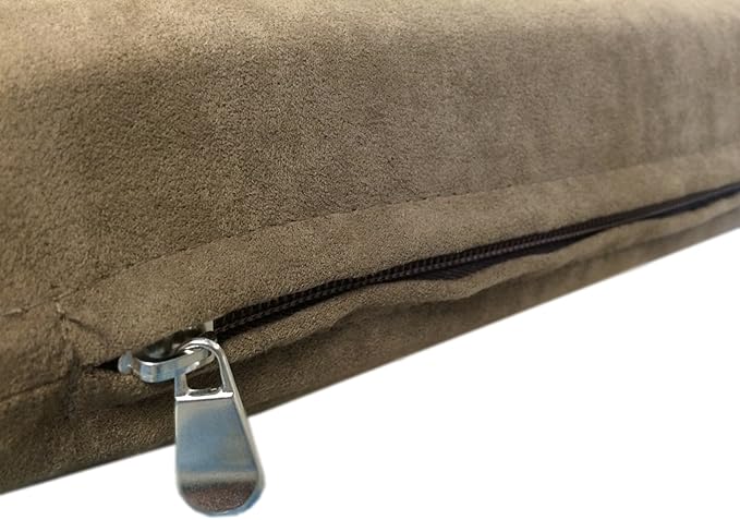 DIY Luxurious Brown Microsuede Fabric Cover for Pet Bed or Pillow + Internal Half Waterproof Half Water Resistant Case for Small to Medium Dogs - Covers ONLY Flat Style (36''x29'')