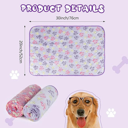 YUEPET Waterproof Dog Blankets, 2 Pack Washable Dog Blankets for Bed Couch Sofa Protector Fleece Flannel Puppy Blanket Soft Plush Reversible Throw Blanket for Small Medium Dog Cat 30"×20"(Purple+Pink)