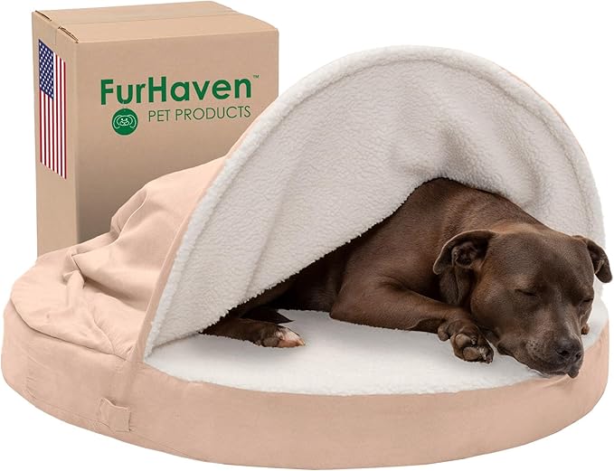 Furhaven 35" Round Cooling Gel Dog Bed for Large/Medium Dogs w/ Removable Washable Cover 50 lbs 35-inch