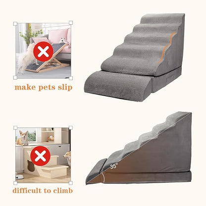 30 inch Foam Dog Stairs for High Beds, Extra Wide 6 Tier Pet Stairs/Steps for Beds up to 30-36 inches High, Non-Slip Sturdy Dog Ramps for Puppies, Injured Pets, and Small Animals