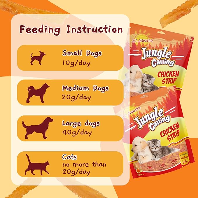 Jungle Calling Soft Training Treats for Small Dog and Cats, Mini Chicken Strips Puppy Training Snacks Easy to Digest, Grain Free