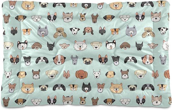 Puppy Dog Faces Pet Bed Pad Soft Dog Bed Mat with Anti-Slip Bottom 36 * 24inches