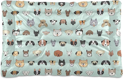 Puppy Dog Faces Pet Bed Pad Soft Dog Bed Mat with Anti-Slip Bottom 24 * 18inches