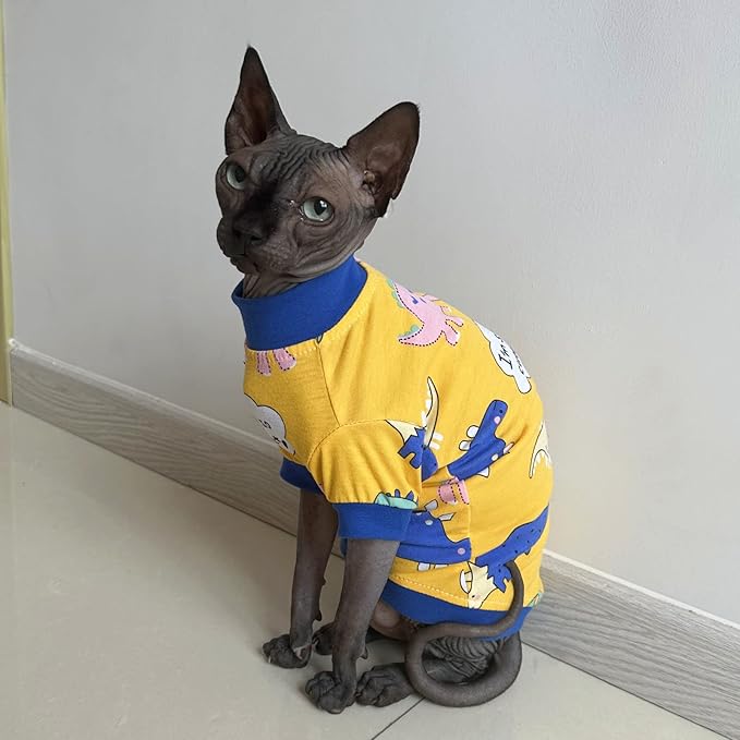 Sphynx Hairless Cat Cute Summer Cotton T-Shirts Pet Clothes (3.3-4.4 lbs))
