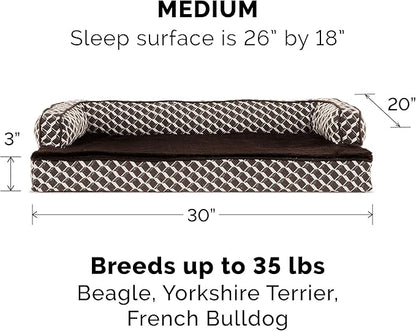 Furhaven Orthopedic Dog Bed for Medium/Small Dogs w/ Removable Bolsters & Washable Cover 35 lbs