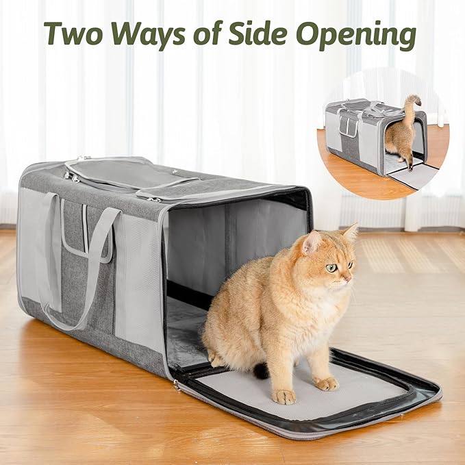 Sedioso Extra Large Cat Carrier for 2 Cats, 24x 14x 16in Pet Carrier for Cat and Dog Up to 40lbs, All-Sided Large Mesh Cat Carrier with Great Ventilation, Portable Soft Sided Pet Carrier for Traveling