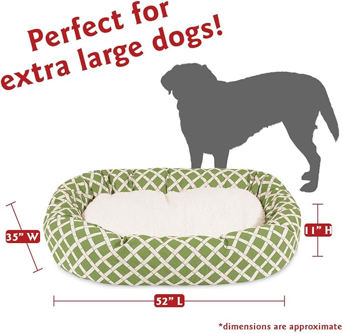 52 inch Sage Bamboo Sherpa Bagel Dog Bed