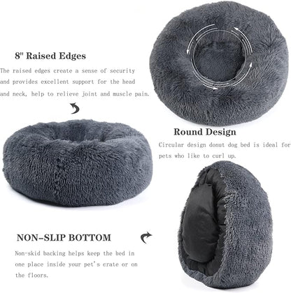 Calming Bed for Dogs 30 Inches Dark Gray