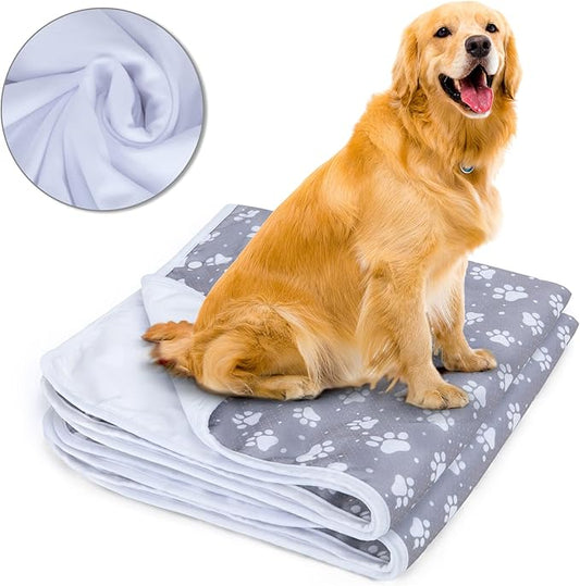 Teamoy Non-Slip Dog Blankets (Pack of 2), Waterproof Pet Fleece Pee Urine Proof Dog Blanket Cover Blanket Pad for Dogs, Puppies, Cats, White