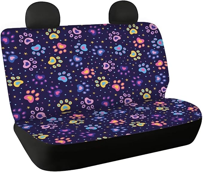AFPANQZ Dog Paw Car Seat Cover for Rear Bench Seats Polyester Fabric Protects Against Dirt Pet Fur Dog Hair