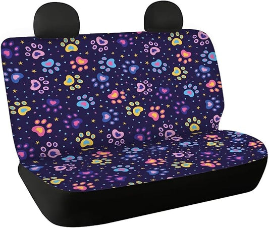AFPANQZ Dog Paw Car Seat Cover for Rear Bench Seats Polyester Fabric Protects Against Dirt Pet Fur Dog Hair