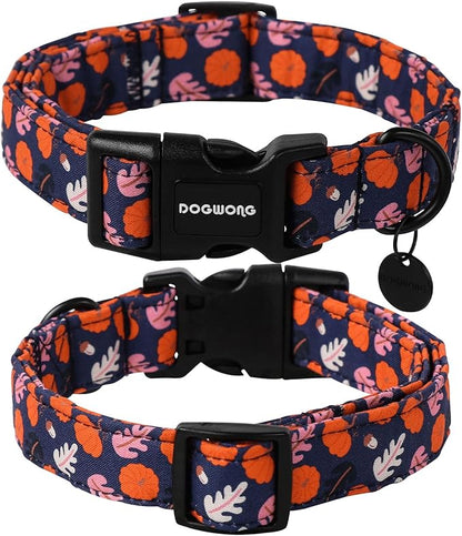 DOGWONG Pumpkin Dog Collar with Bowtie, Fall Orange Pumpkin Halloween Dog Collar Cute Comfortable Pumpkin Fall Holiday Male Female Dog Collar for Small Dog