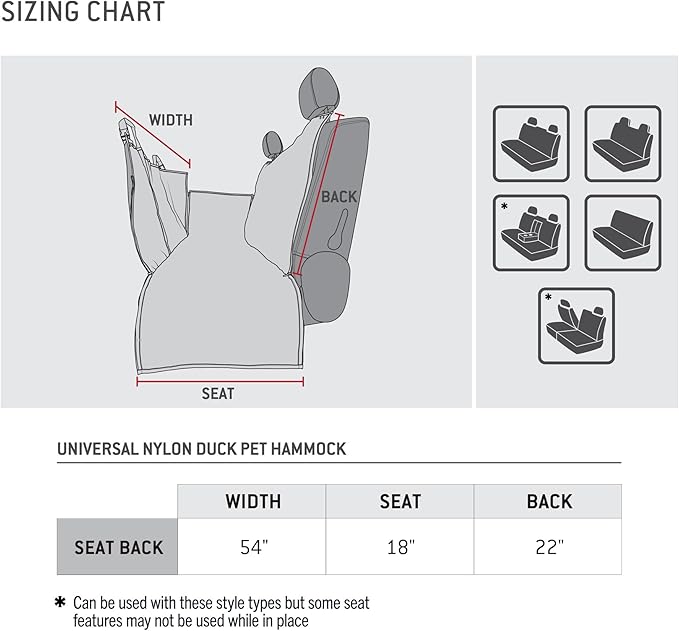 Carhartt Universal Fitted Nylon Duck Pet Hammock Car Seat Protector