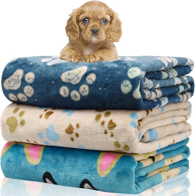 1 Pack 3 Blankets for Dogs Blankets for Medium Dogs Puppy Dog Blanket Super Soft Fluffy Premium Fleece Pet Blanket Flannel Throw for Dog Puppy Cat Paw Blanket(23x16 inch)