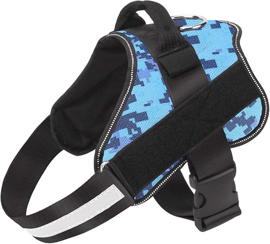 Bolux Dog Harness, No-Pull Reflective Dog Vest, Breathable Adjustable Pet Harness with Handle for Outdoor Walking - No More Pulling, Tugging or Choking (Blue Camo, L)