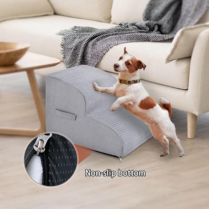 High Density Foam Dog Stairs Steps 13.7’’ Non-Slip 2-Tiers (Grey)