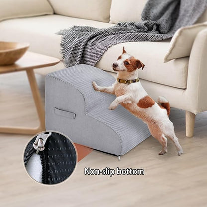 High Density Foam Dog Stairs Steps 13.7’’ Non-Slip 2-Tiers (Grey)