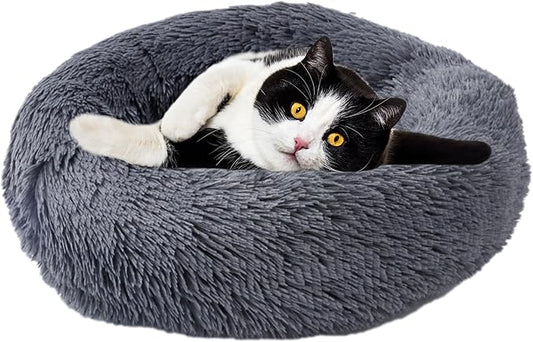Aurako Cat Bed Dog Bed Round Cushion Pet 20" Dark