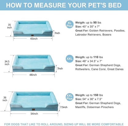 WNPETHOME Waterproof Dog Beds for Jumber Dogs, Orthopedic XXLarge Dog Bed with Sides, Big Dog Couch Bed with Washable Removable Cover, Pet Bed Sofa with Non-Slip Foam for Sleeping