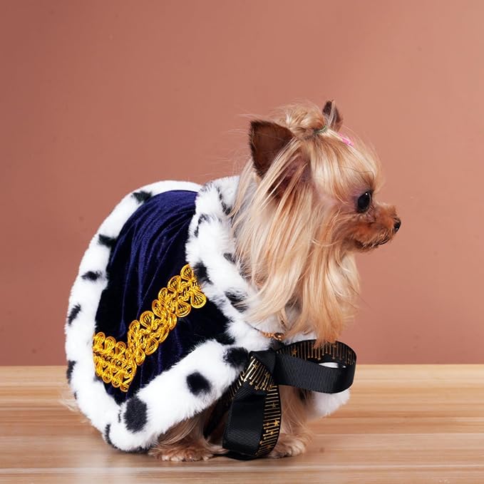 Lovelyshop pet Serial Lux Fur Blue Cat Dog Cloak for Halloween Costumes