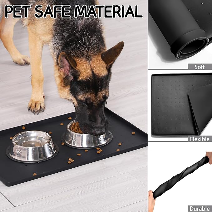 MateeyLife Silicone Cat & Dog Food Mat for Floors Waterproof