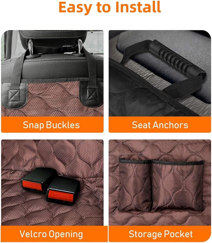 PETICON Dog Car Seat Cover with Mesh Window 100% Waterproof