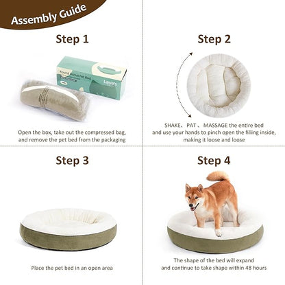 Love's cabin Round Donut Cat and Dog Cushion Bed 20in Pet