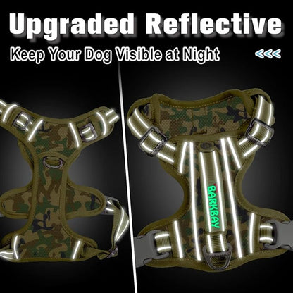 BARKBAY Dog Harness No Pull with ID Tag Pocket - Heavy Duty, Reflective, Easy Control for Large Dogs (Camo,M)