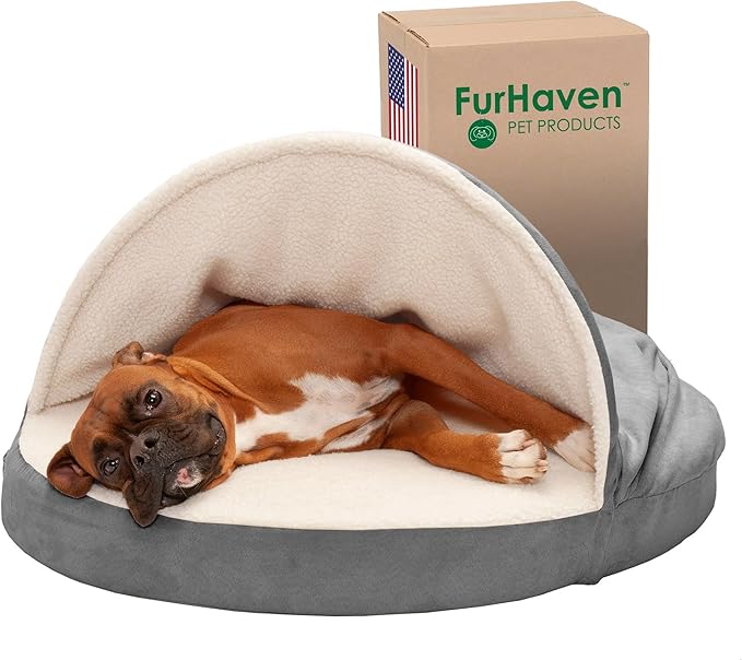 Furhaven 35" Round Memory Foam Dog Bed for Large/Medium Dogs w/ Removable Washable Cover 50 lbs 35-inch