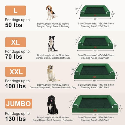 Large Dog Bed Orthopedic Washable: Jumbo Dog Bed Bolster Extra Large Dogs Egg Crate Foam Sofa Couch Waterproof Removable Cover